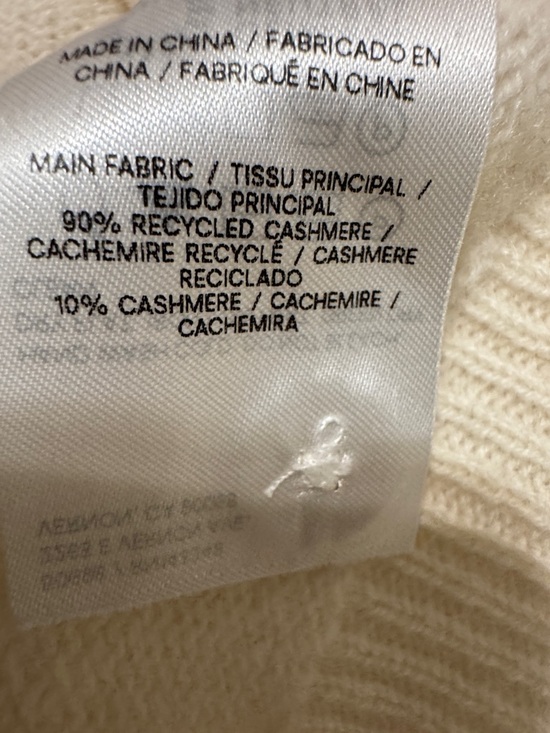 Reformation Millie Cashmere Cream Cropped Off-Shoulder Button Cardigan - Picture 8 of 10